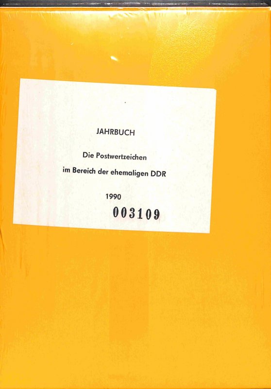 Germany DDR 1990 sealed yearbook, MNH stamps, black prints,  stationery cards