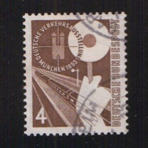 Germany  #698  used  1953  transport and communication  4pf  train