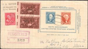 1947 WISCONSIN REGISTERED MULTI STAMP