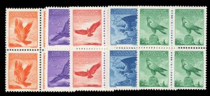 Liechtenstein #C9a-13a Cat$1,000, 1936 Golden Eagle, Grilled Gum, set in bloc...