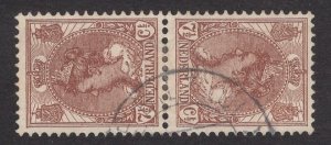Netherlands  #66a  used  1924   Wilhelmina  7 1/2c  tete-beche pair
