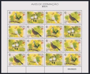 Macao 786-789 sheet,790, MNH. Michel 814-817 bogen,Bl.30. SINGAPORE-1995. Birds.