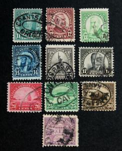 US #692 - 701 all Double Oval Cancels Specialty Set of 10 Stamps