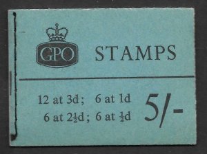 H46p 5/- Wilding Green Phosphor GPO booklet - Sept 1960 Complete Booklet 