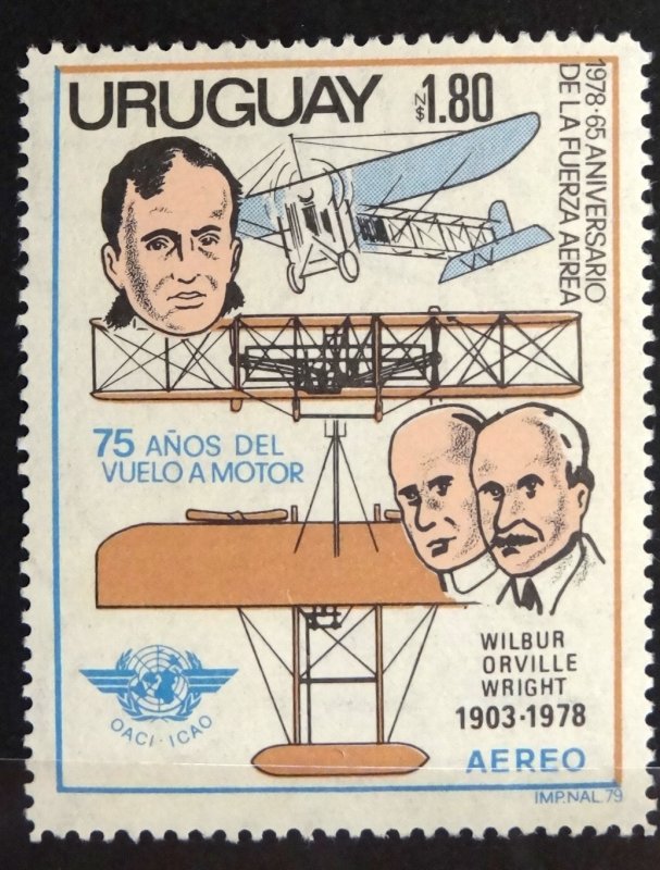 URUGUAY 1978 SC# C437 75 ANNIV POWERED FLIGHT WRIGHT BROTHERS ICAO MNH OG