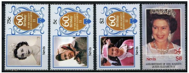Nevis 1986 - Scott 472 .. 475 (4) MNH - 60th Birthday QE II
