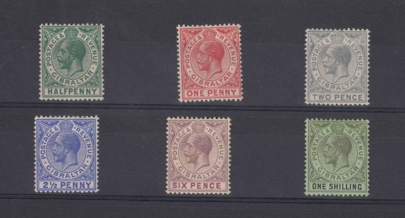 Gibraltar KGV 1912 Set To 1/- SG76/81 MH JK1197