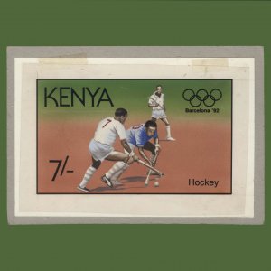 Kenya 1991 Hockey/Olympic Games, Barcelona watercolour artwork ––