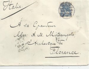 LUXEMBOURG 1911 - COVER TO ARCHBISHOP OF FLORENCE ,ITALY - POSTALLY USED