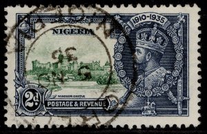 NIGERIA GV SG31, 2d green & indigo, FINE USED.