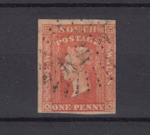 New South Wales QV 1854 1d Scarlett Imperf Double Numeral Fine Used BP9472