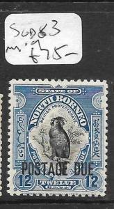 NORTH BORNEO (P2603B)  POSTAGE DUE  12C BIRD SG D83  MOG