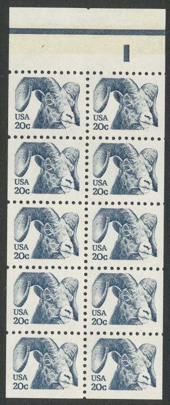 USA # 1949a MNH VF Booklet Pane of 10 - Rams