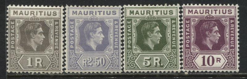 Mauritius KGVI 1938 high values on chalky paper mint o.g.