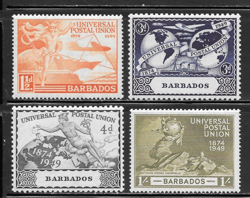Barbados Scott 212-215 Unused LHOG - 1949 UPU Issue - SCV $4.40