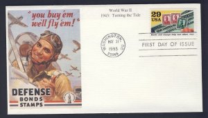 USA POSTAL HISTORY - 1993 - WWII 1943 Turning The Tide - FDC cover