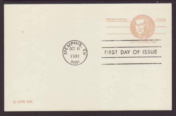 US UX92 Robert Morris 1981 Postal Card FDC