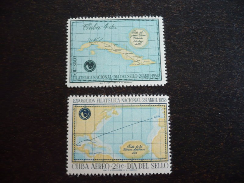 Stamps - Cuba - Scott#593,C180 - Mint Hinged Set of 2 Stamps