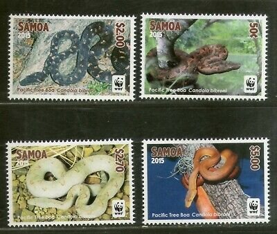 Samoa 2015 WWF Tree Boa Reptiles Wildlife Animal Sc 1198-1201 MNH # 13275