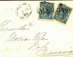 Australia VICTORIA Cover KERMODE MAIL *Lancefield* Tasmania Maritime 1869 W115b