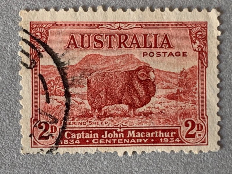 Australia Dark Hills 1934 2d Sheep, used. Scott 147a, CV $7.25.  SG 150a