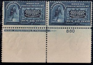 US E5 Special Delivery Ave - F Unused Hinged Plate # Imprint Pair cv $420