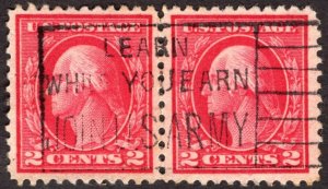 1917, US 2c, Washington, Used, complete JOIN US ARMY cancel, Sc 499
