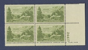 USA - Scott  999 - MNH Plate Block - Nevada - 1951