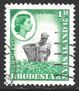 Rhodesia & Nyasaland, Scott #158; 1/2p Queen Elizabeth II, Used