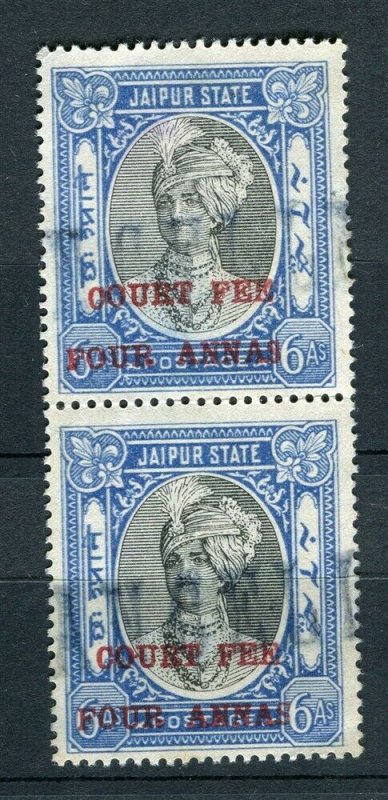 INDIA; JAIPUR early 1930-40s Revenue issue fine used 4a. Pair