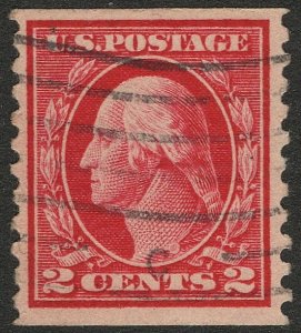 Scott 444, VF Used, 2c P.10 Vertical Flat Plate Coil