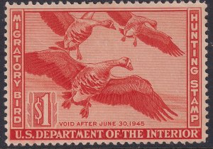 RW11 U.S. 1944 Federal Duck Stamp $1.00 MNH CV $125.00