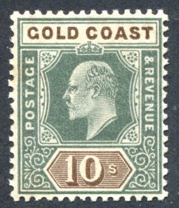 Gold Coast 1902 KEVII. 10s green & brown. Mint (NH). Toned. SG47.