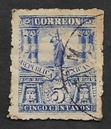 SD)1896-97 MEXICO  CUAUHTEMOC STATUE STAMP 5C SCT 261D, USED