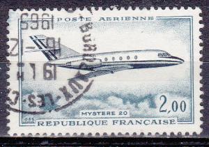 FRANCE C41 USED 1965 2fr MYSTERE 20 JET PLANE