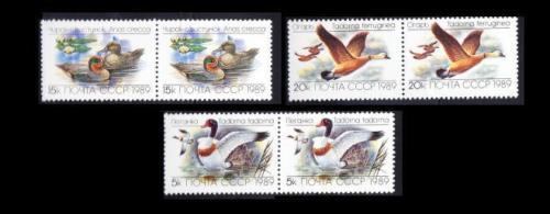 USSR Russia 1989 Wild Duck Bird Animal Flower Nature Fauna Stamps MNH Sc 5783-85