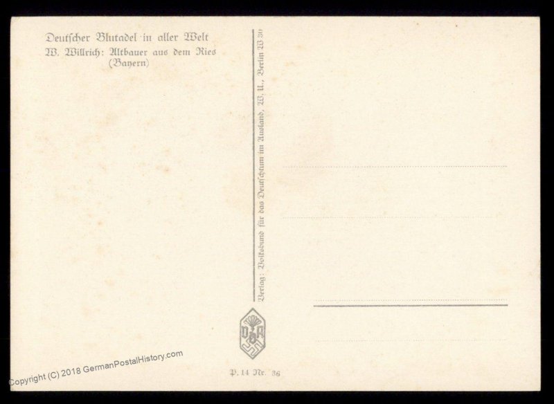 3rd Reich Germany VDA Willrich Propaganda Card 94029