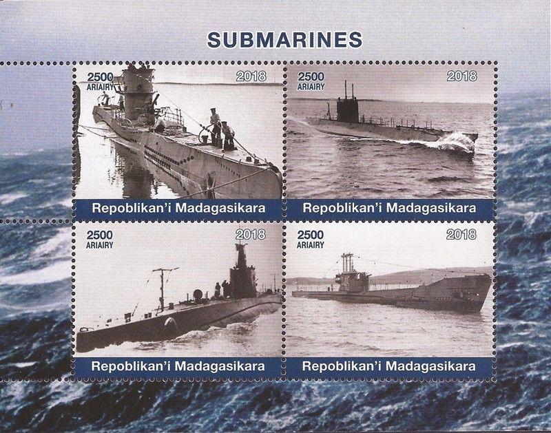 Madagascar - 2018 Submarines - 4 Stamp Sheet - 13D-216