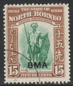 North Borneo Scott 216 - SG328, 1945 BMA 15c used