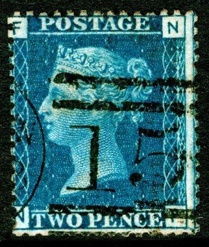 SG47, 2d dp blue PLATE 13, USED. Cat £22. NF