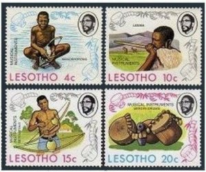 Lesotho 174-177,177a, MNH. Mi 174-177, Bl.1. Musical Instruments, 1975. Animals. 