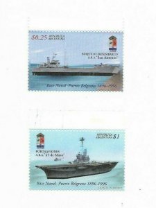 ARGENTINA 1996 SAILING SHIPS NAVAL BASE BELGRANO 2 values 1 and 0,25 MNH