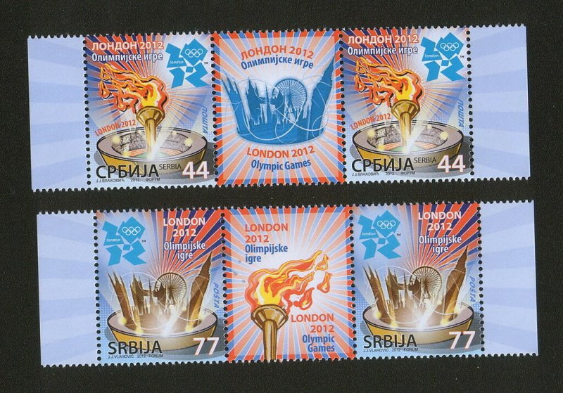 SERBIA-GREAT BRITAIN-MNH** STRIP-OLYMPIC GAMES LONDON-2012.