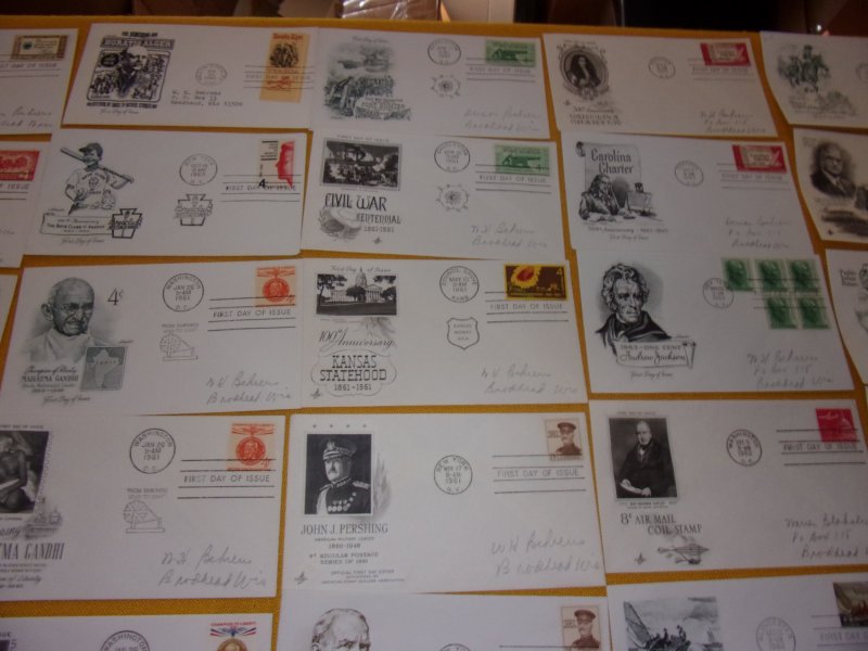 US FDC COLLECTION, ALL W/CACHET,