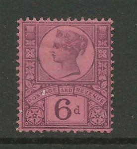 1887/00 Sg 208A, 6d Deep Purple Rose Red Jubilee Issue, M/M with gum {TT1449-58}