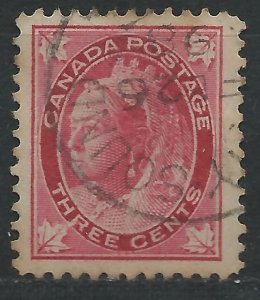 Canada 1897 - 3c Victoria 4 Maple Leaves - SG145 used