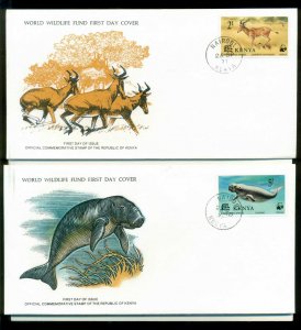 Kenya 1977 WWF,Hartbeeste, Dugong, Eland,Franlkin Mint (with inserts) 2xFDC l...