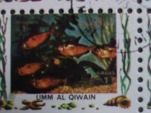 ​UMM AL QIWAIN-1973 LOVELY TROPICAL FISHES-CTO MINI SHEET VERY FINE