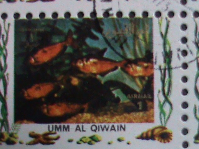 ​UMM AL QIWAIN-1973 LOVELY TROPICAL FISHES-CTO MINI SHEET VERY FINE