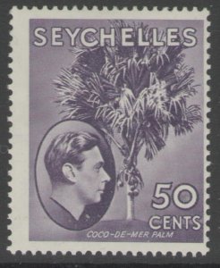 SEYCHELLES SG144 1938 50c DEEP REDDISH-VIOLET MTD MINT